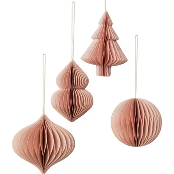 Vánoční ozdoba Dekorační papírové ozdoby Broste SET/4ks růžové