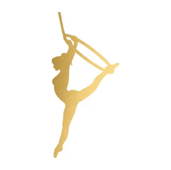 Samolepicí dekorace na vozidlo Gymnastka 004 levá cvičení s kruhem (43 - zlatá metalíza) SAMOLEPKA NA AUTO, NÁLEPKA, FÓLIE, POLEP, TUNING, VLASTNÍ TEXT, TISK, AUTOSAMOLEPKY.cz, POLEPY, OBRÁZEK, LOGO, 3D STICKERS