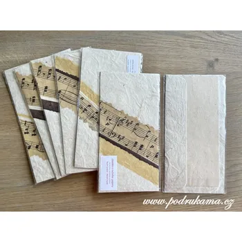 Pod Rukama Dárková obálka zdobená s kartou - noty okr
