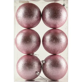 Party dekorace Plastové koule Jemně růžová glitter, Ø 10 cm, 6ks