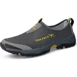 Letní pánské boty nazouvací se síťkou a nápisem Barva: Světle Šedá, Velikost: 43