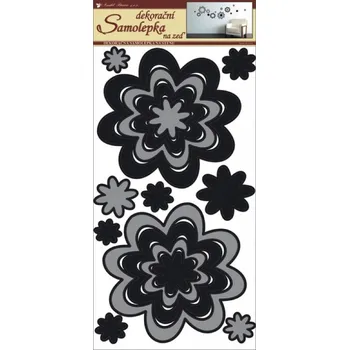 Samolepící dekorace Samolepky na zeď květy šedočerné, 60x32 cm