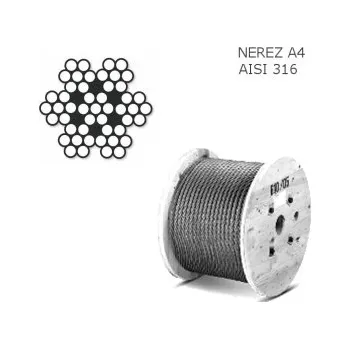 Železářství MTR Lano nerezové,ocel A4 DIN3055 malá cívka 7x7 Varianta: Lano nerezové,ocel A4 DIN3055 (7×7) malá cívka 1mm nerez A4