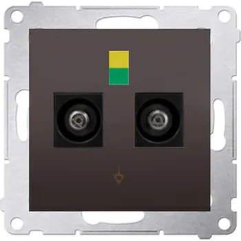 Elektrická zásuvka SIMON DGEK2.01/46 dvojitá ekvipotenciální zásuvka hnědá matná, metalizovaná