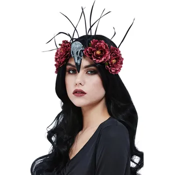 Karnevalový doplněk Smiffys Halloweenská čelenka s ptačí lebkou