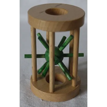 Hlavolam Ježek v kleci dřevěný, elegantní, zelený