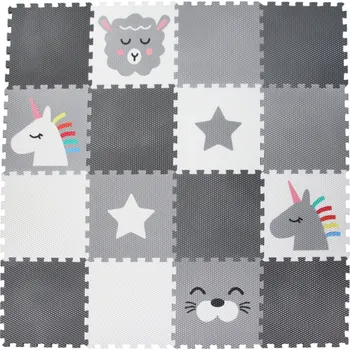 Vylen Šedá pěnová podlaha puzzle 16 dílů JEDNOROŽEC