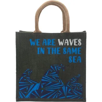 turistický batoh AWM, Ltd, S3 8AL Jutová Taška s Potiskem - We are Waves 30x30 cm Šedá