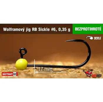 Rybářský háček Bezprotihrotý wolframový jig RedBass Sickle vel. 6 - 17 mm - #6 - 0,35 g, Fluo, 5 ks
