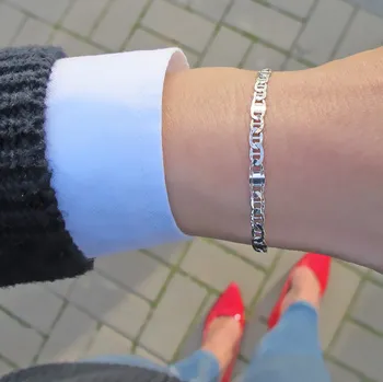 Náramek Stříbrný náramek unisex 3,7mm 3,20g Rhodium 20cm Stříbro 925/1000