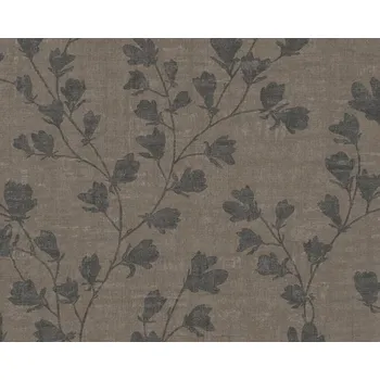 Tapeta Vliesová tapeta listy hnědá, černá 387472 / Tapety na zeď 38747-2 Nara (0,53 x 10,05 m) A.S.Création