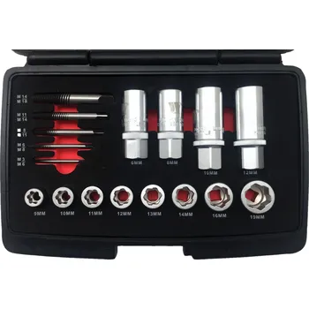 Gola sada Hlavice zástrčné 3/8" a vytahováky zalomených šroubů, sada 17 dílů, Welzh (Welzh Werkzeug)