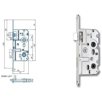 zadlabací zámek Zadl.zámek K222C L Zn bílý čelo 18mm