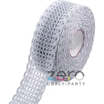 Stuha Stuha jutová 4 cm x 10 m - šedá (vzor krajka)