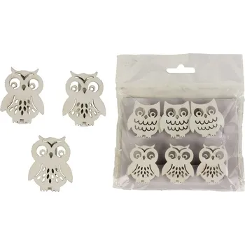 Dekorace - sova 6 ks bílá