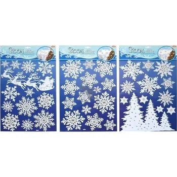Vánoční dekorace Okenní fólie bez lepidla vánoční bílé 3D 887748 mix, Wiky