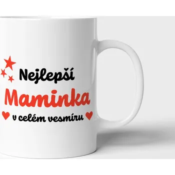 Bílý hrneček s potiskem "Nejlepší maminka v celém vesmíru"