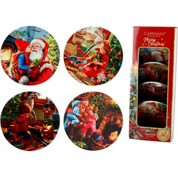 Vánoční dekorace Carmani® Carmani - Keramické podložky pod hrnky a skleničky - 10,8 cm