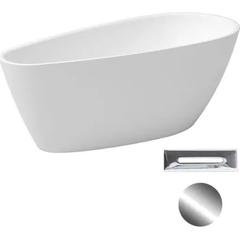 Vana Besco Akrylátová volně stojící vana Goya A-line 160x73 (170x80) Barva: Bílá, Rozměry (cm): 160x73, Typ a barva výpustě: Click-Clack s přepadem, chrom