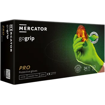 Vyšetřovací rukavice Ochranné nitrilové rukavice Mercator GOGRIP zelené 50ks XXL