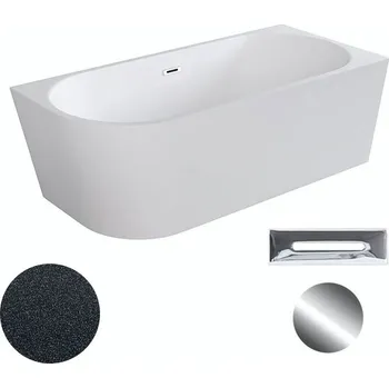 Besco Akrylátová volně stojící rohová vana Zoya Glam G 150x75 (170x80) bílá/grafit Rozměry (cm): 150x75, Typ a barva výpustě: Click-Clack s přepadem, chrom, Orientace: Pravá