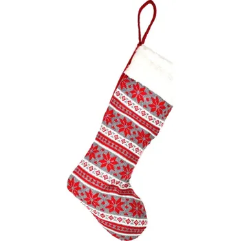 Vánoční dekorace Vánoční bota pletená na koledu 45x11 cm