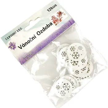 Vánoční dekorace Dřevěné kouličky - bílé - 12 ks