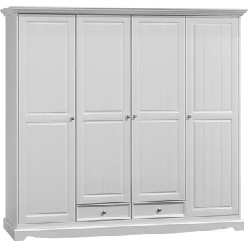 Šatní skříň KATMANDU Dřevěná skřín 4D Belluno Elegante bílá, masiv, plná, rozměr 190x203x65cm