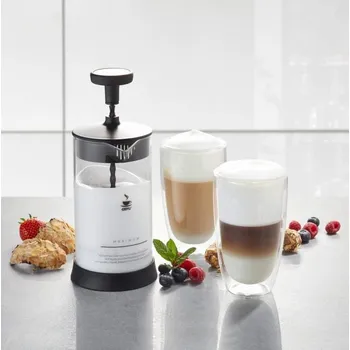 Šlehač mléka Set ruční napěňovač mléka ANTONIO + 2 sklenice Latte Macchiato 350ml - GEFU (Šlehač mléka ANTONIO a 2 sklenice Latte Macchiato 350ml - GEFU)
