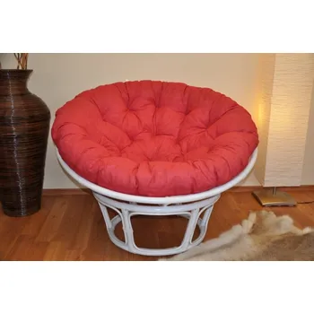 Papasan Axin Trading1 Ratanový papasan 115 cm bílý - polstr vínový melír