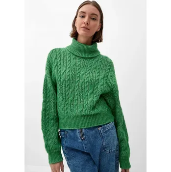 s.Oliver dámský pletený crop svetr rolákový límec zelený Velikost: XL