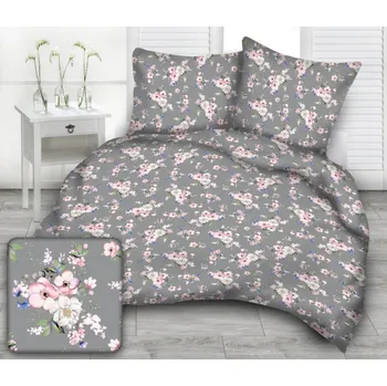 Povlečení Povlečení bavlněné Tatiana šedé TiaHome 1x Polštář 90x70cm, 1x Přikrývka 140x200cm