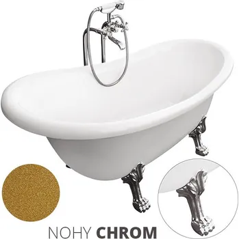 Vana Besco Akrylátová volně stojící vana Otylia Glam Z 160x77 (170x77) bez přepadu Rozměry (cm): 170x77, Typ a barva výpustě: bez odpadového sifonu, Barva podpěrných nožek: Chrom