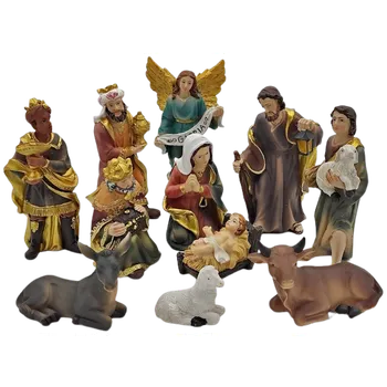 Betlém Figurky do betlému umělá pryskyřice 10,5 cm 11 ks