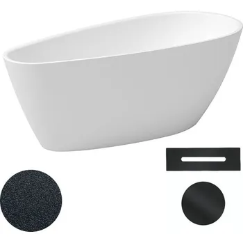 Vana Besco Akrylátová volně stojící vana Goya A-line Glam G 160x73 (170x80) Barva: Bílá/grafit, Rozměry (cm): 160x73, Typ a barva výpustě: Click-Clack s přepadem, černá