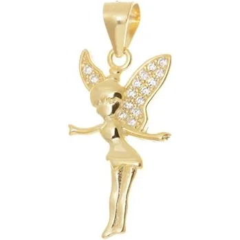 Přívěsek Stříbrný pozlacený přívěšek víla s čirými zirkony STRZ0904F