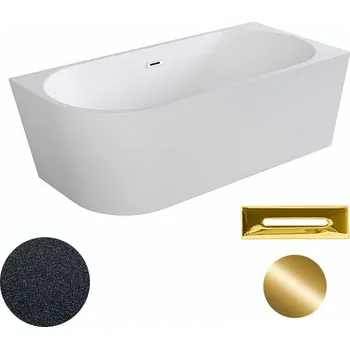 Vana Besco Akrylátová volně stojící rohová vana Zoya Glam G 150x75 (170x80) bílá/grafit Rozměry (cm): 150x75, Typ a barva výpustě: Click-Clack s přepadem, zlatá, Orientace: Pravá