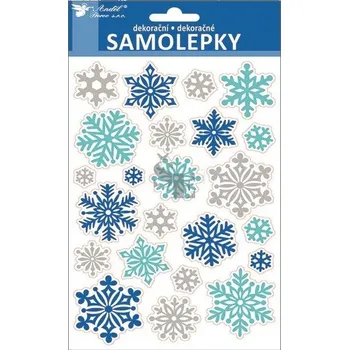 Vánoční dekorace Okenní fólie vánoční samolepící glitrové 25x14 cm vločky 10371, Anděl Přerov