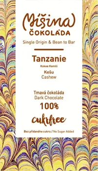 Čokoláda Míšina čokoláda Tmavá 100 % Tanzanie s kešu 60 g