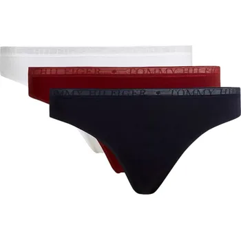 Kalhotky TOMMY HILFIGER DÁMSKÁ TANGLA LACE THONG (EXT SIZES) 3P NAVY/WHITE/BURGUNDY UW0UW04890 0U4 Velikost: M