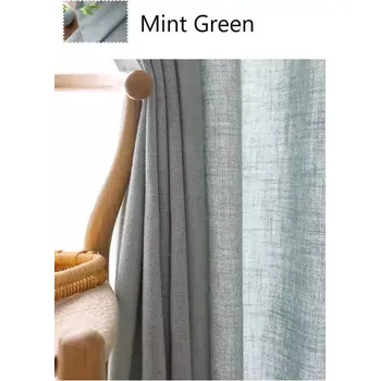 Záclona Moderní bavlněná dekorační záclona - Mátově zelená,100 x 200cm,Tunel