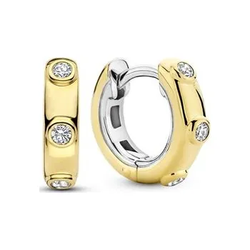 Náušnice Zlacené kruhové náušnice TI SENTO se zirkony 7953ZY