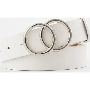 Opasek Hladký jednobarevný pásek s dvojitou kulatou stříbrnou sponou Barva: bílá (B4)