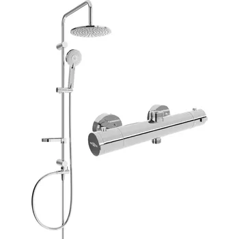Vodovodní baterie Mexen Carl sprchový set s dešťovou sprchou a termostatickou sprchou Kai , chromová, 77150240-00