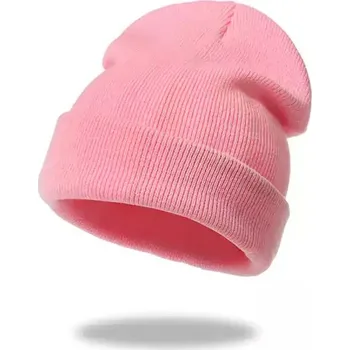 Čepice Dámská zimní čepice s výšivkou - 001 Jednobarevná růžová