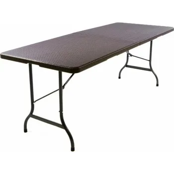 Zahradní stůl Skládací venkovní stůl s madlem pro přenos, ratanový vzhled, hnědý, 180x75 cm