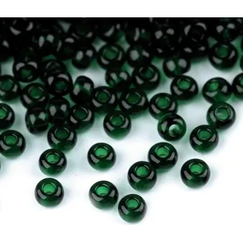 Dětské navlékací korálky Rokajl PRECIOSA zelená tmavá průhledná > (10/0) Ø2,3mm (sáček 20g)