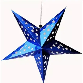 Vánoční dekorace Závěsná vánoční dekorace | vánoční hvězda - Modrá,30 cm