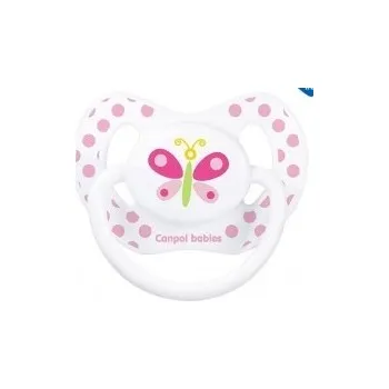 dudlíky Dudlík silikonový PLOCHÝ - MOTÝLEK bílo-růžový - 18+měs.