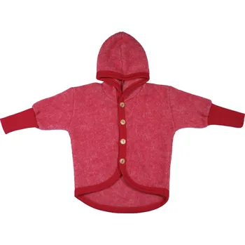 Dětská merino bunda s kapucí a prodlouženými zády Cosilana červená Velikost: 74/80